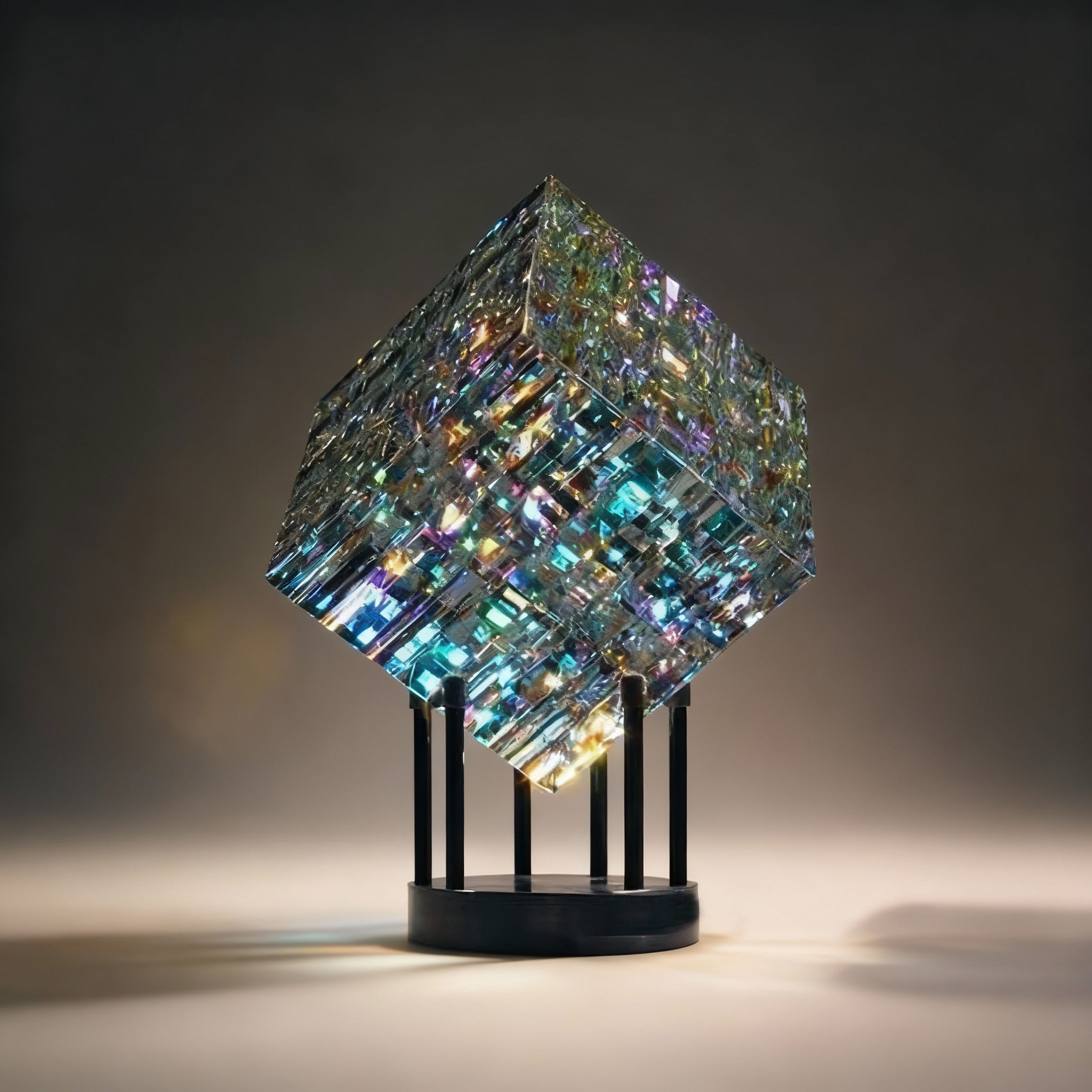 Junips | ChromaticCube Crystal Rainbow Refraction Art | Modern Desk Decor & Centerpiece