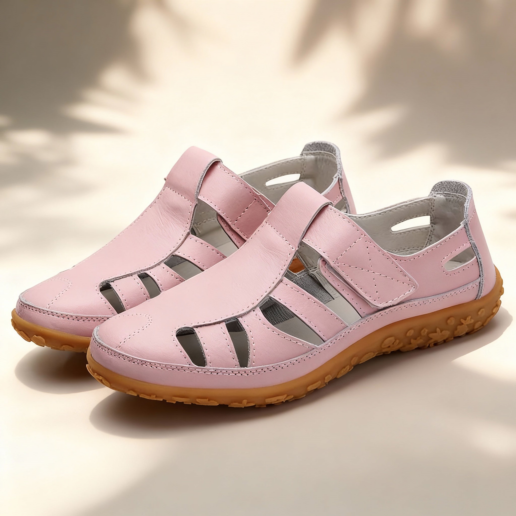 Junips | Orthopedic Retro Sandals | Split Leather Anti-Slip Flats | Anatomical Arch Support | Shock-Absorbing Rubber Outsole | Diabetic-Friendly Wide Toe Box | Slip-On Ergonomic Footwear