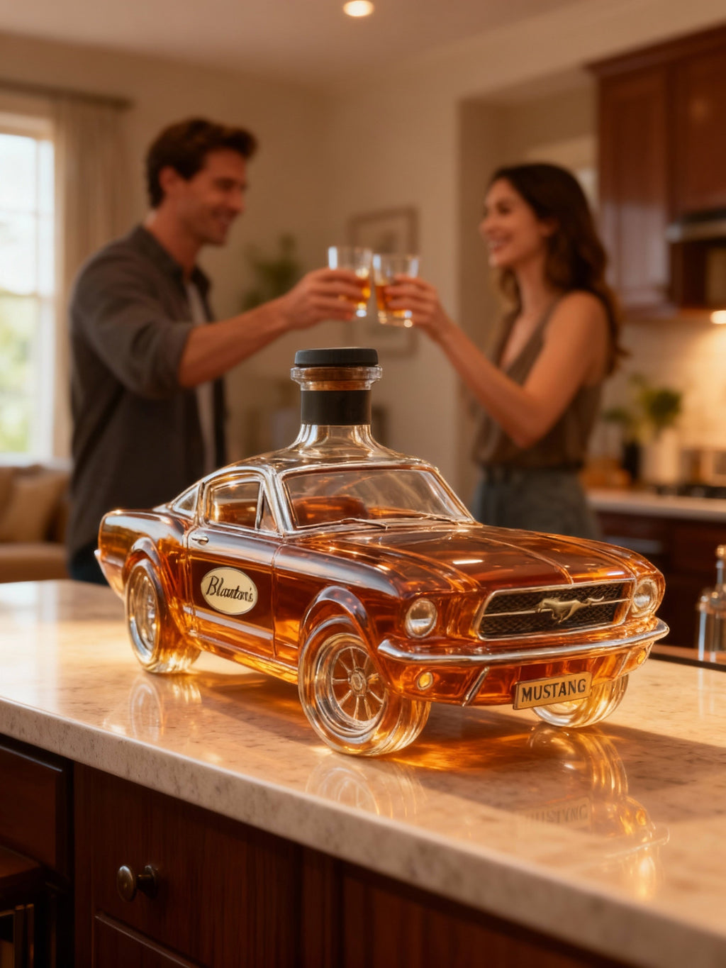 Junips | Mustang Car Shaped Whiskey Decanter | 3D Design Glass Decanter for Spirits | Home Bar Use