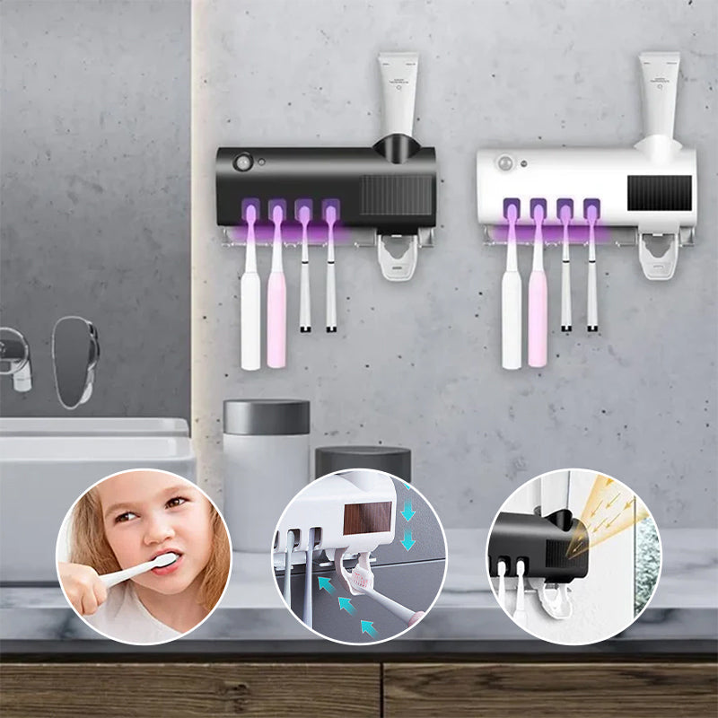 Junips | Smart UV Light Sterilizer Toothbrush Holder, Wall Mounted Toothpaste Dispenser