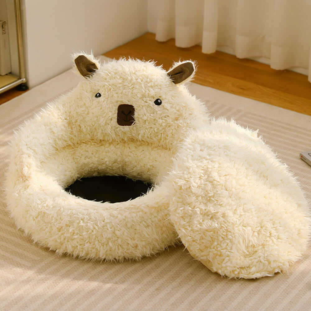 Junips | Alpaca-shaped, fluffy, warm, detachable dog and cat bed