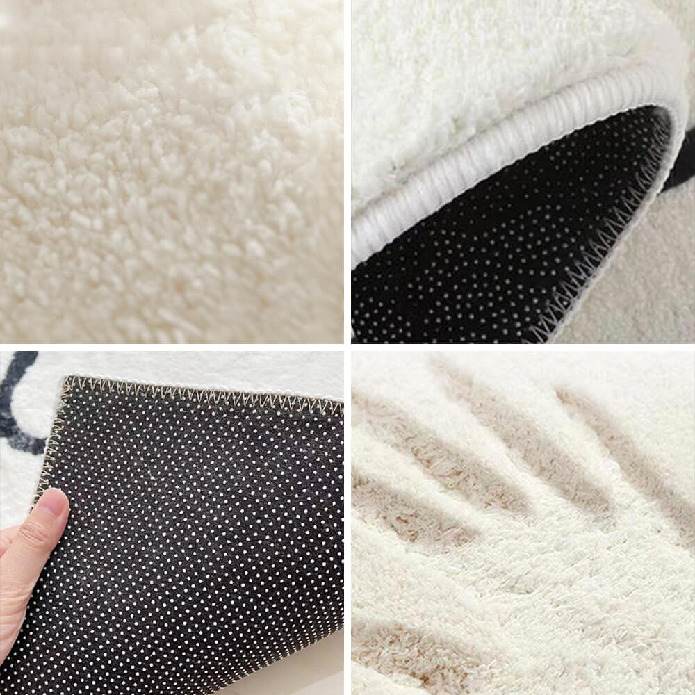 Junips | Faux Cashmere Checkered Cozy Nightstand Rug Irregular Shape Rug