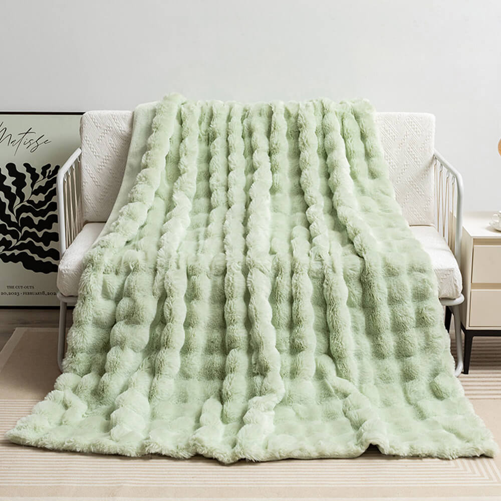 Junips | Premium Bubble Double Layer Thick Faux Rabbit Fur Blanket