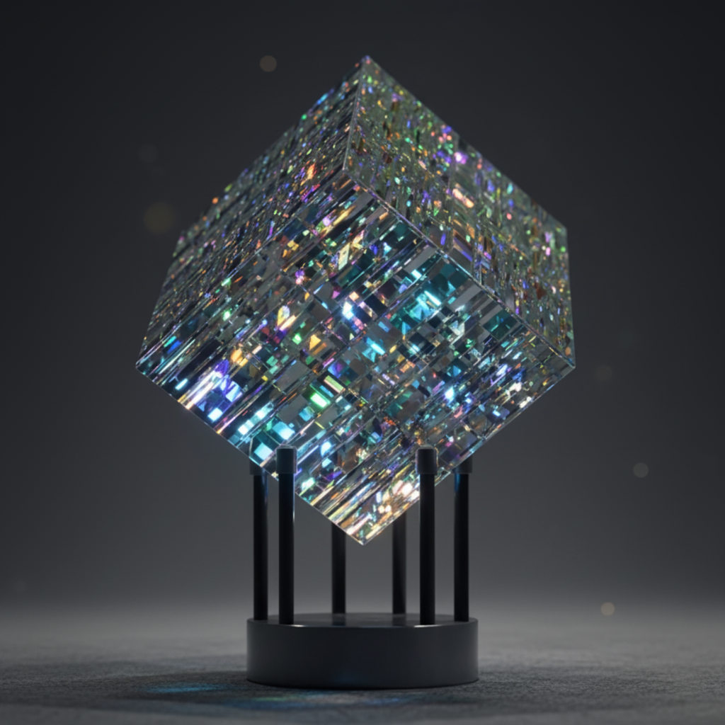 Junips | ChromaticCube Crystal Rainbow Refraction Art | Modern Desk Decor & Centerpiece