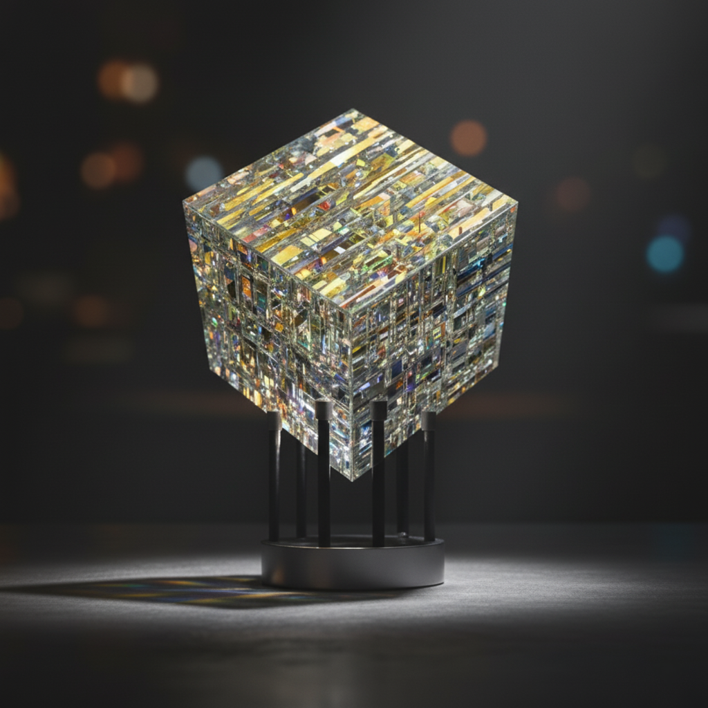 Junips | ChromaticCube Crystal Rainbow Refraction Art | Modern Desk Decor & Centerpiece