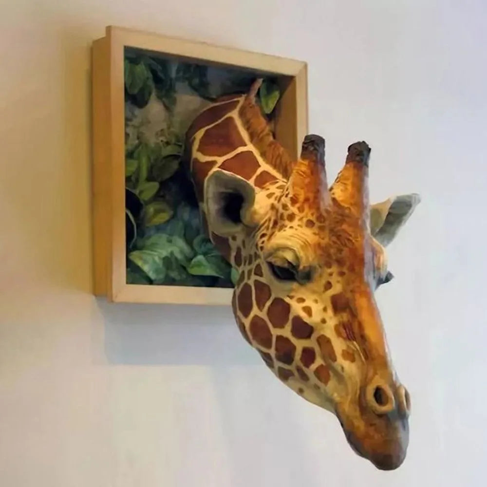 Junips | 3D Giraffe Head Wall Sculpture | High-Fidelity Latex Emulsion Resin | 25cm Architectural Wall Decor | Realistic Animal Bust for Residential & Commercial Spaces