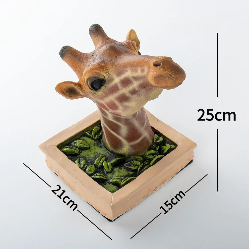 Junips | 3D Giraffe Head Wall Sculpture | High-Fidelity Latex Emulsion Resin | 25cm Architectural Wall Decor | Realistic Animal Bust for Residential & Commercial Spaces