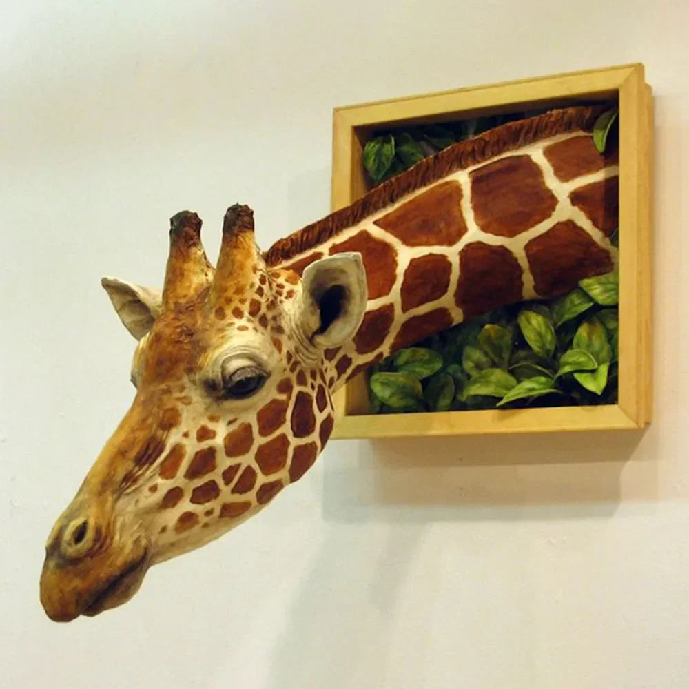 Junips | 3D Giraffe Head Wall Sculpture | High-Fidelity Latex Emulsion Resin | 25cm Architectural Wall Decor | Realistic Animal Bust for Residential & Commercial Spaces