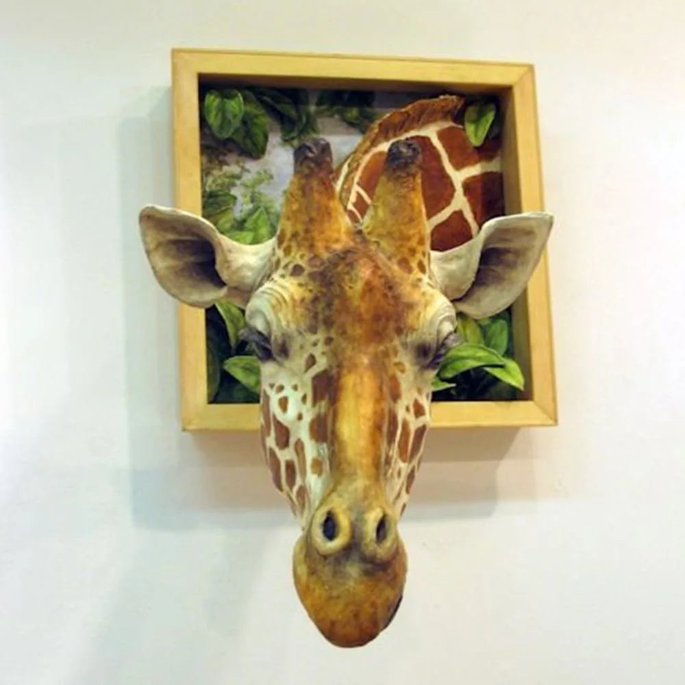 Junips | 3D Giraffe Head Wall Sculpture | High-Fidelity Latex Emulsion Resin | 25cm Architectural Wall Decor | Realistic Animal Bust for Residential & Commercial Spaces