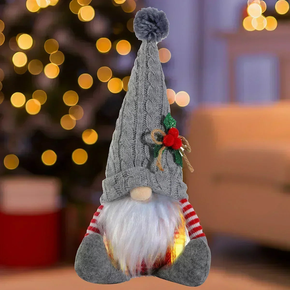 Junips | Christmas Gnome Decoration | LED Night Light | Warm Glow Holiday Ornament