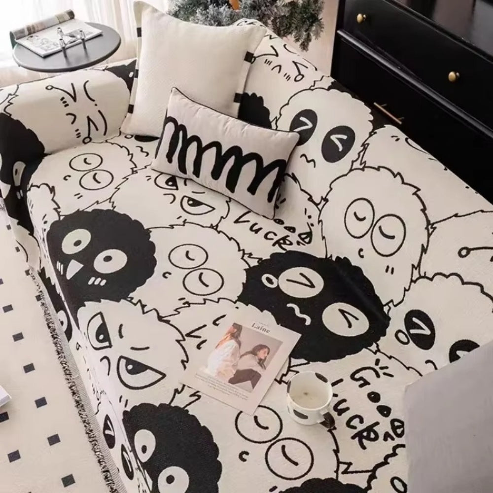 Junips | Gremlin Cartoon Chenille Sofa Cover
