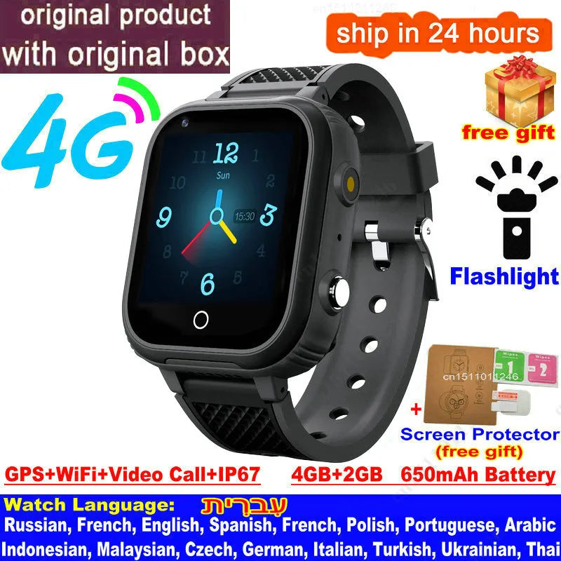 Junips | LT21 4G Kids Smartwatch with GPS, WiFi, Video Call, SOS, IP67 waterproof - Kids safety tracker and location monitoring cell phone watch