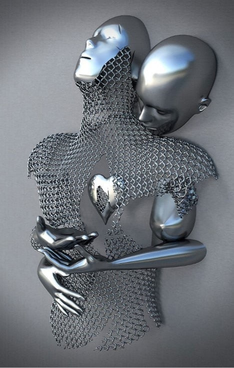 Junips | Metal Figure Statues Styles Abstract Canvas Painting Couples Wall Art Love Sculpture Poster Print Home Decor Living Room Gifts