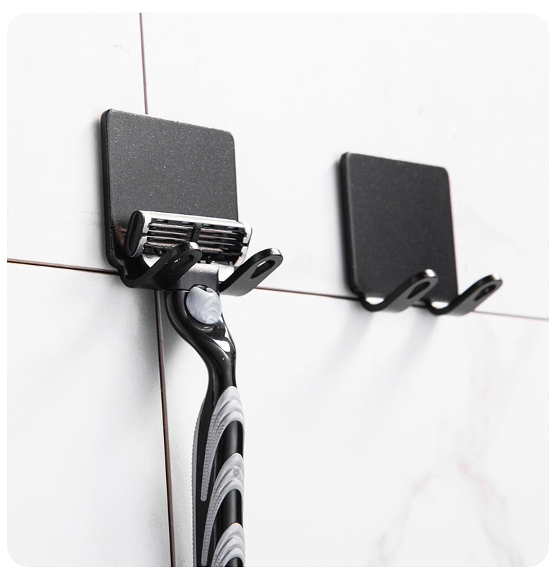 Junips | Punch-free Razor Holder Storage Hook (1/2/3 Pieces) - Wall Mounted Men's Razor Shelf for the Bathroom