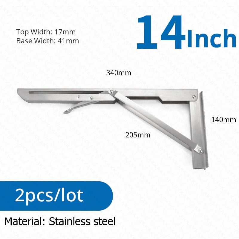 Junips | 2-piece set collapsible shelf brackets, heavy-duty, made of stainless steel for tables, motorhomes and space-saving