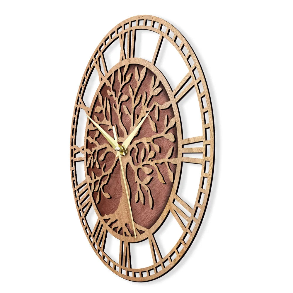 Junips | WoodArt | Rustic wall clock made of wood in vintage style