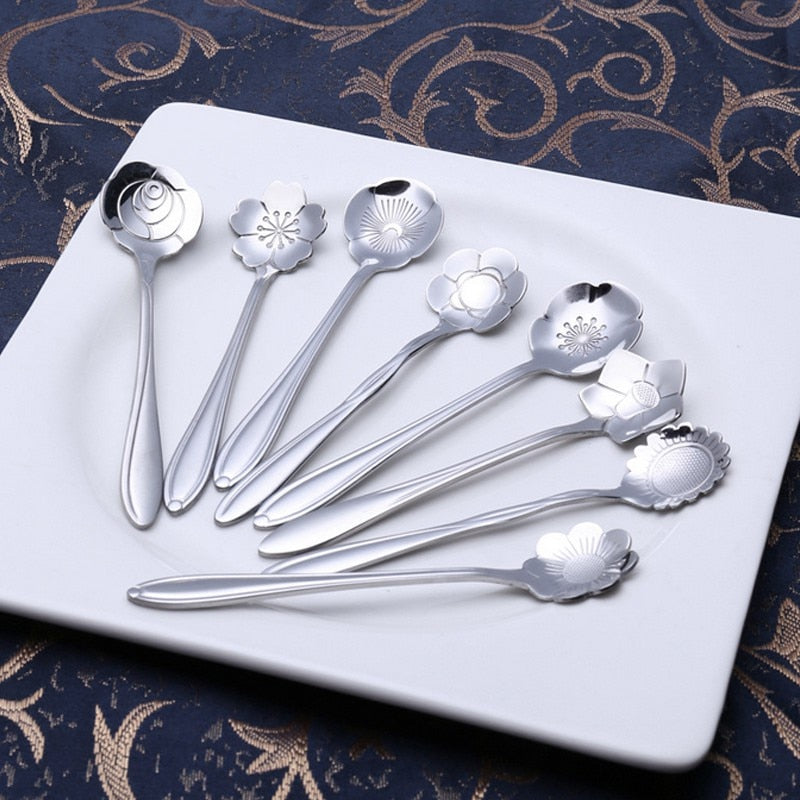 Junips | 8-piece stainless steel teaspoon set with flower design