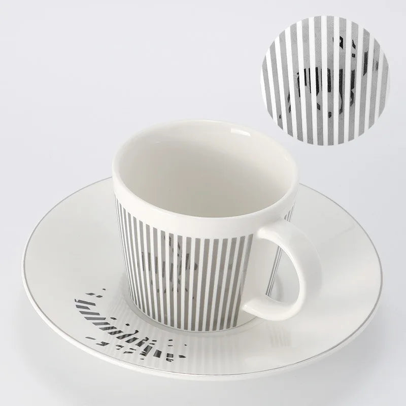 Junips | Creative dynamic SLR cup Leopard anamorphic zebra cup Luycho coffee tea cup set with coaster 90ml-225ml