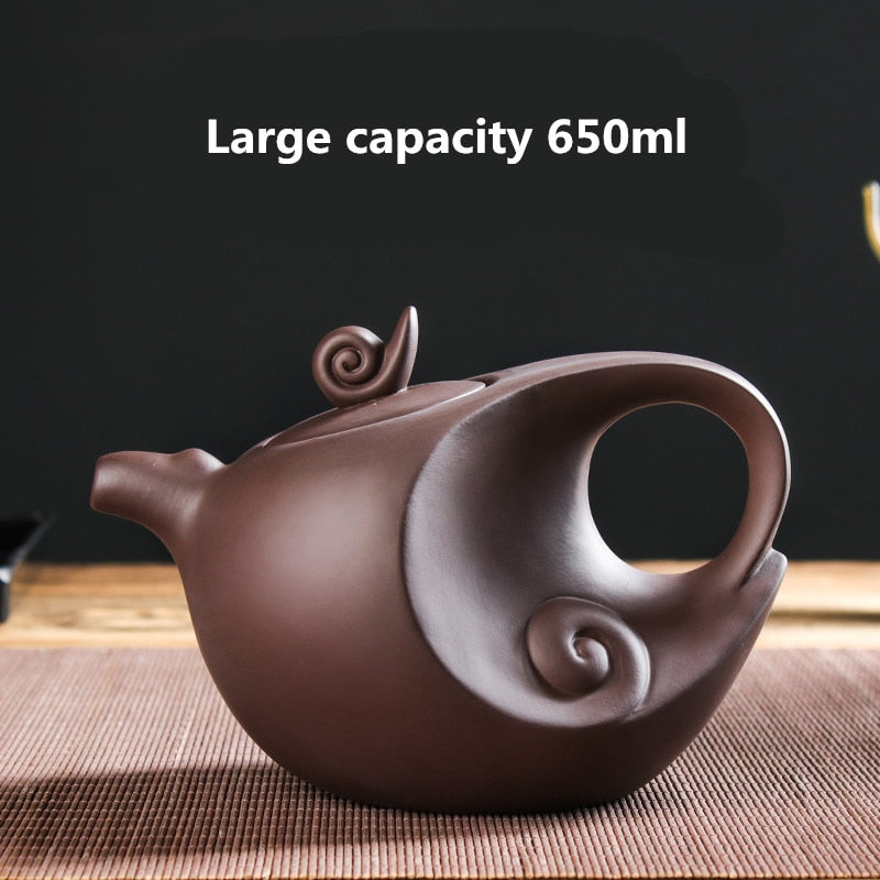 Junips | Large Capacity Household Handmade Purple Sand Teapot Chinese Tea Set Yixing Zisha Zhu Clay Ball Filter Bubble Teapot Moon Pot