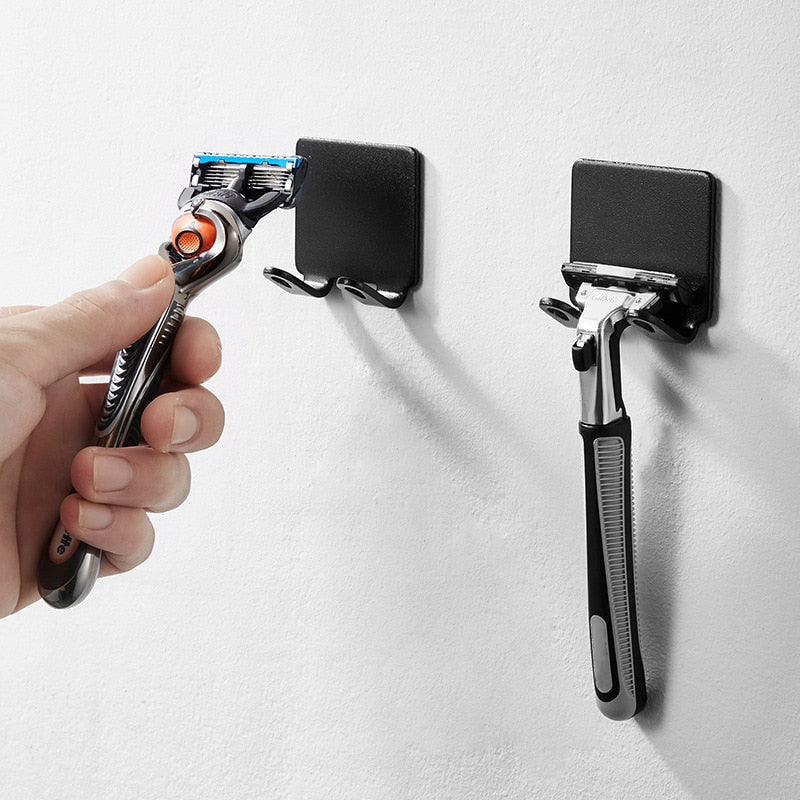 Junips | Punch-free Razor Holder Storage Hook (1/2/3 Pieces) - Wall Mounted Men's Razor Shelf for the Bathroom