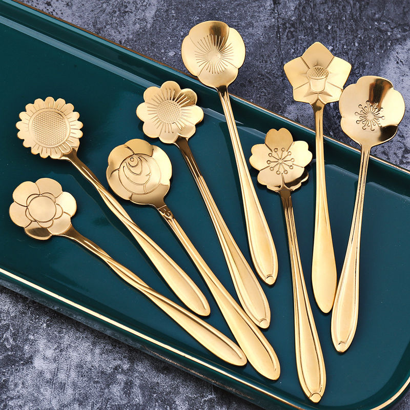Junips | 8-piece stainless steel teaspoon set with flower design