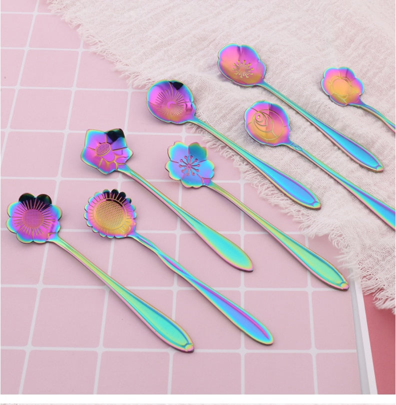 Junips | 8-piece stainless steel teaspoon set with flower design