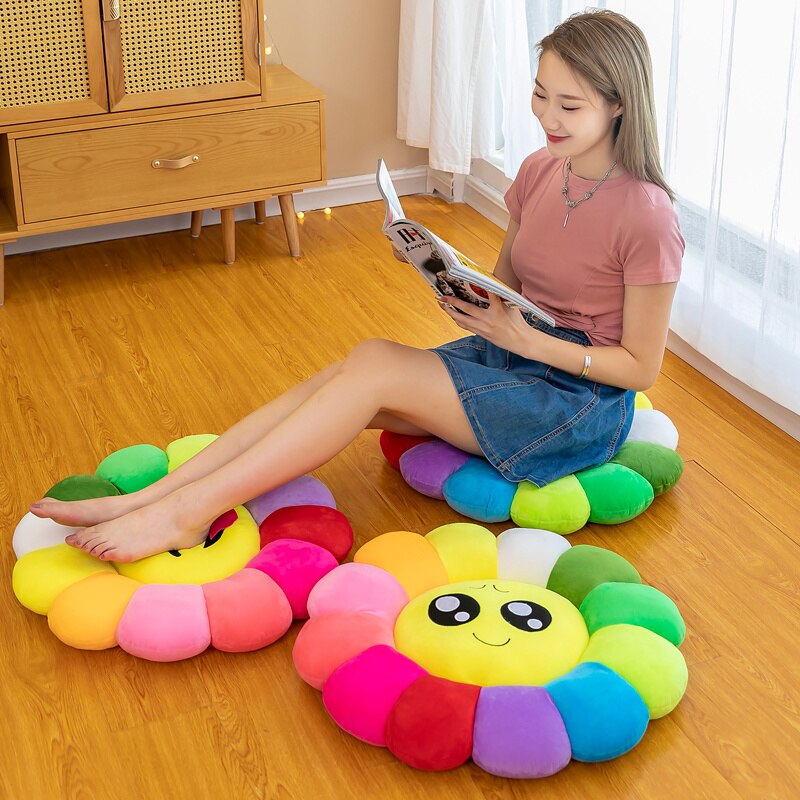 Junips | Colorful Sunflower Plush Comfort Seat Cushion