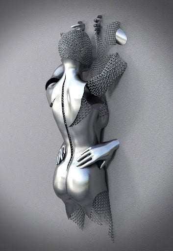 Junips | Metal Figure Statues Styles Abstract Canvas Painting Couples Wall Art Love Sculpture Poster Print Home Decor Living Room Gifts