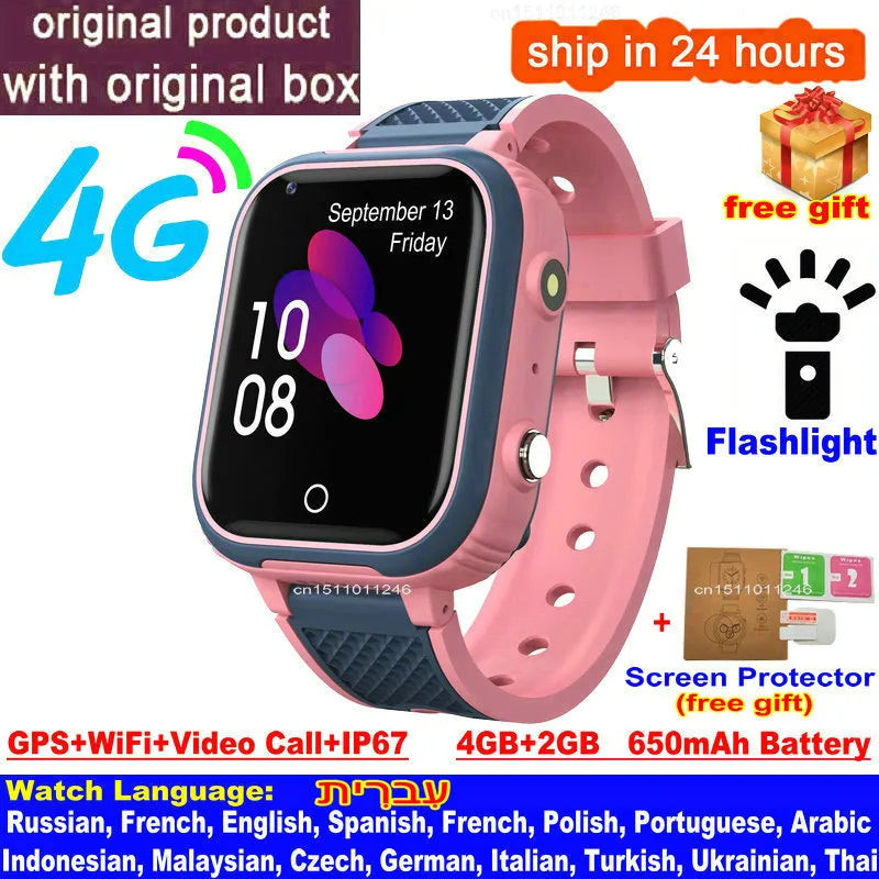 Junips | LT21 4G Kids Smartwatch with GPS, WiFi, Video Call, SOS, IP67 waterproof - Kids safety tracker and location monitoring cell phone watch