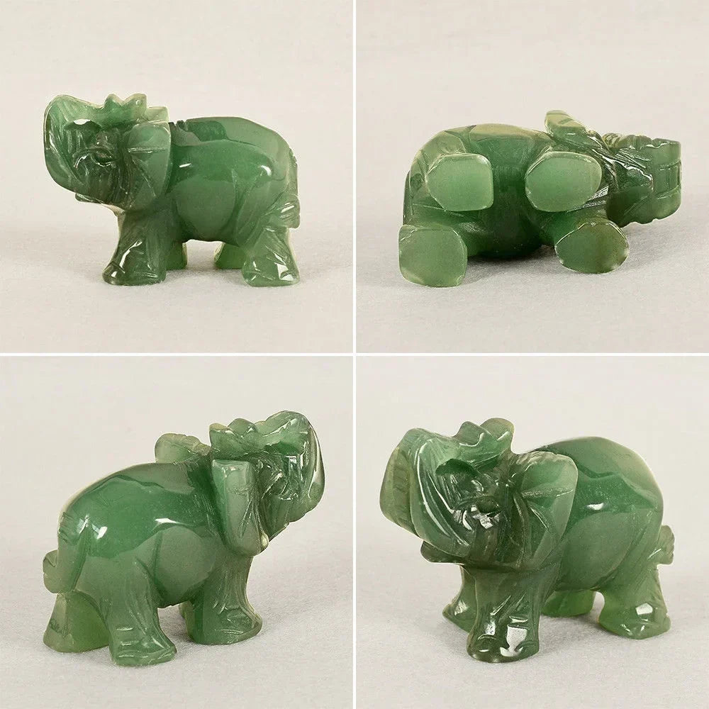 Junips | Green Aventurine Jade Stone Elephant Statue