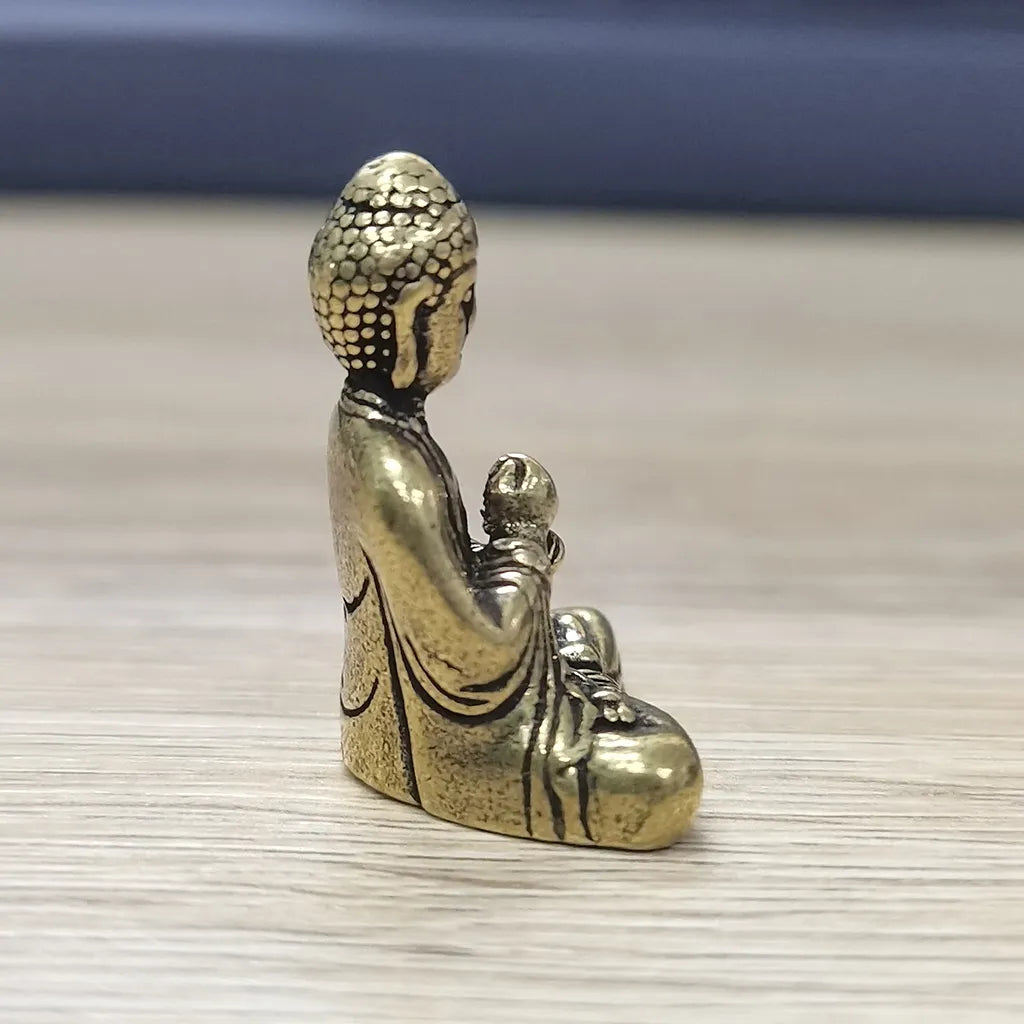Junips | 10 pieces mini brass sitting Buddha statue figure for travel Buddhism worship home office desk decoration