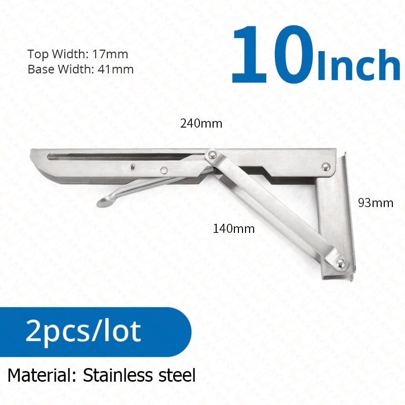 Junips | 2-piece set collapsible shelf brackets, heavy-duty, made of stainless steel for tables, motorhomes and space-saving