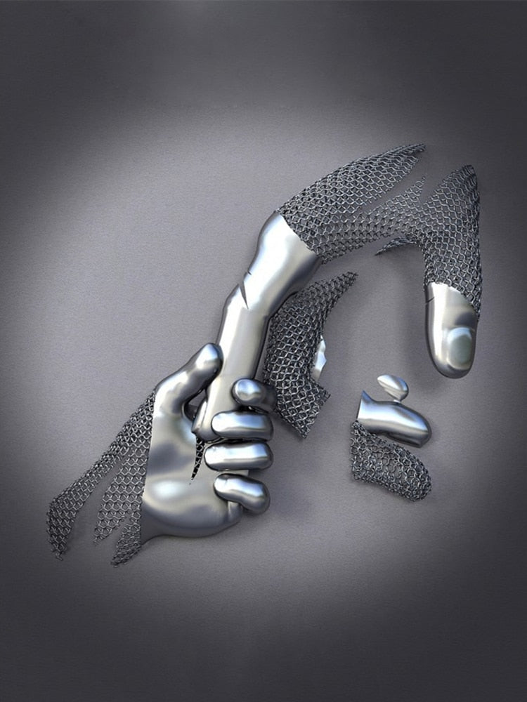 Junips | Metal Figure Statues Styles Abstract Canvas Painting Couples Wall Art Love Sculpture Poster Print Home Decor Living Room Gifts