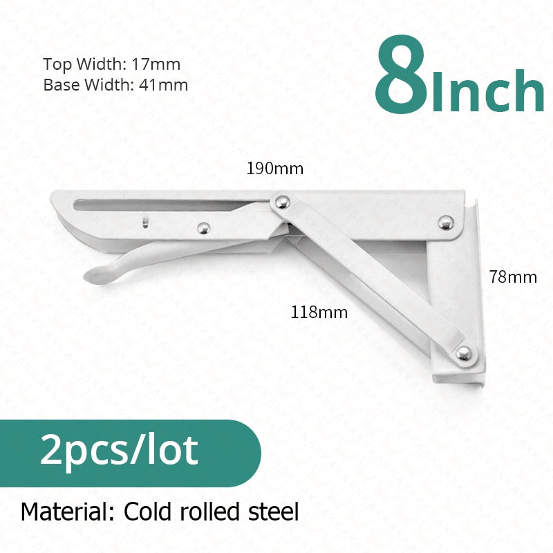 Junips | 2-piece set collapsible shelf brackets, heavy-duty, made of stainless steel for tables, motorhomes and space-saving