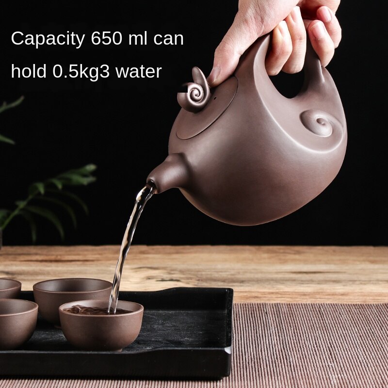 Junips | Large Capacity Household Handmade Purple Sand Teapot Chinese Tea Set Yixing Zisha Zhu Clay Ball Filter Bubble Teapot Moon Pot