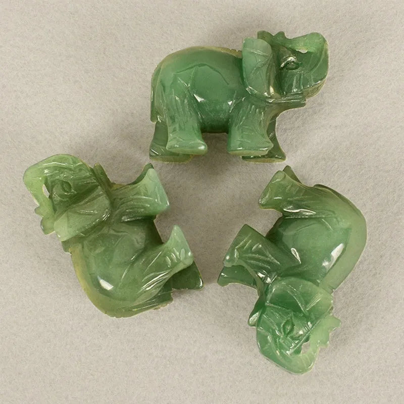 Junips | Green Aventurine Jade Stone Elephant Statue