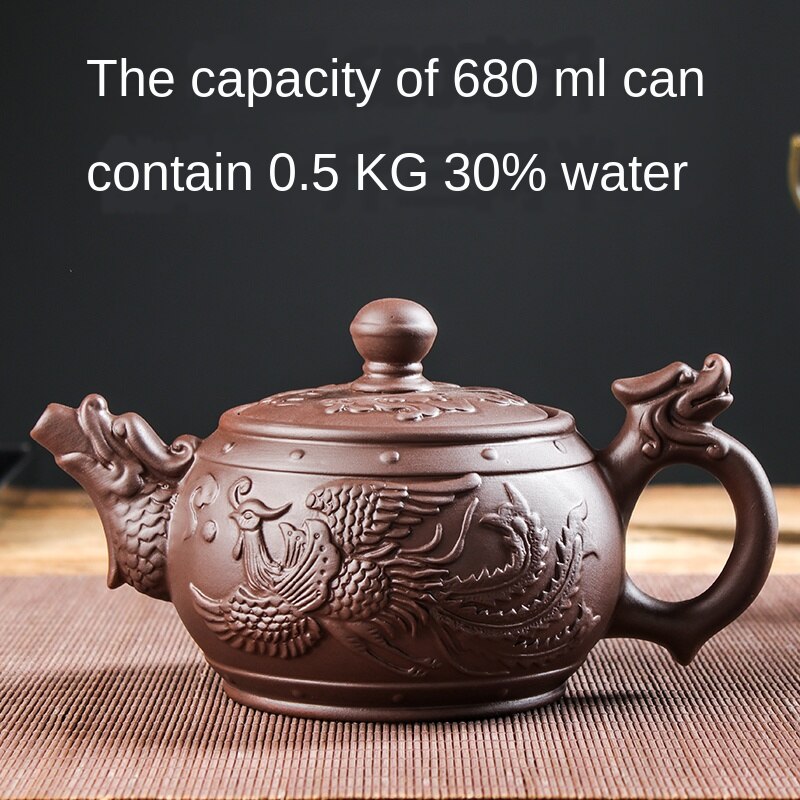 Junips | Large Capacity Household Handmade Purple Sand Teapot Chinese Tea Set Yixing Zisha Zhu Clay Ball Filter Bubble Teapot Moon Pot