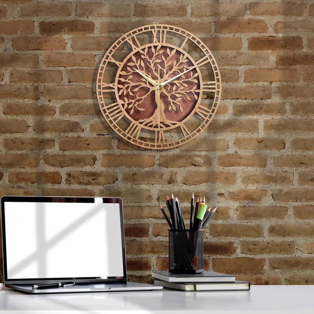 Junips | WoodArt | Rustic wall clock made of wood in vintage style