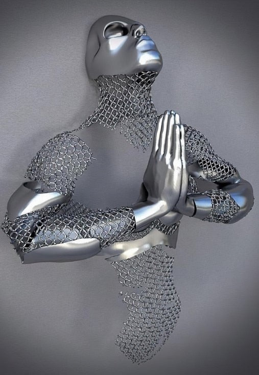 Junips | Metal Figure Statues Styles Abstract Canvas Painting Couples Wall Art Love Sculpture Poster Print Home Decor Living Room Gifts