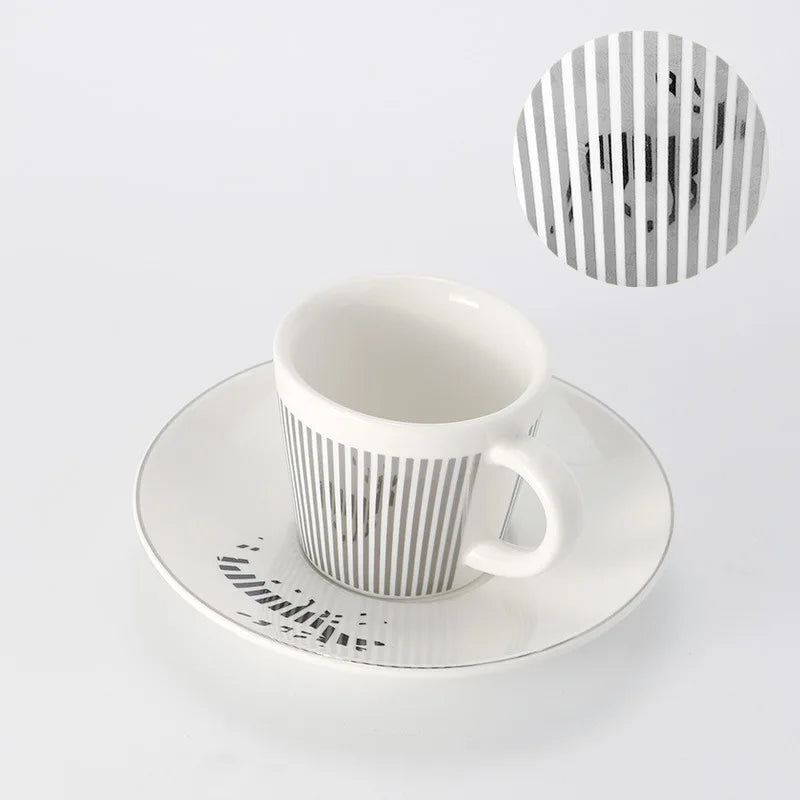 Junips | Creative dynamic SLR cup Leopard anamorphic zebra cup Luycho coffee tea cup set with coaster 90ml-225ml