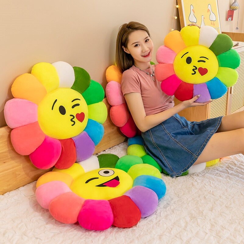 Junips | Colorful Sunflower Plush Comfort Seat Cushion