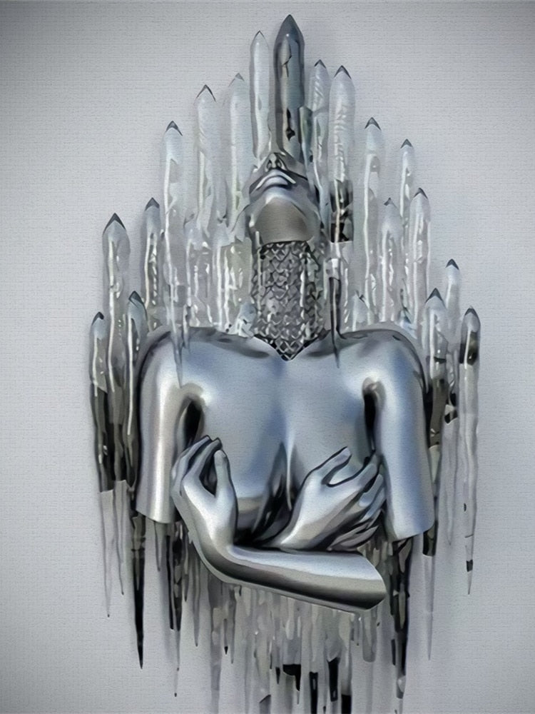 Junips | Metal Figure Statues Styles Abstract Canvas Painting Couples Wall Art Love Sculpture Poster Print Home Decor Living Room Gifts