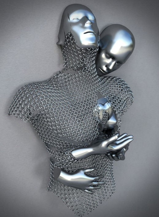 Junips | Metal Figure Statues Styles Abstract Canvas Painting Couples Wall Art Love Sculpture Poster Print Home Decor Living Room Gifts