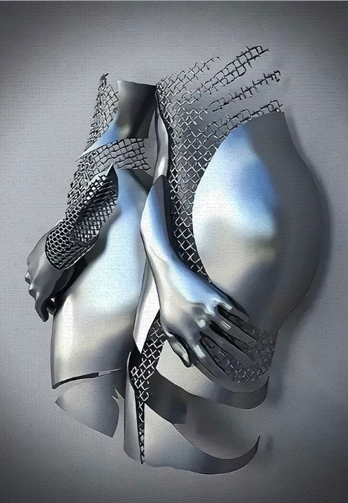 Junips | Metal Figure Statues Styles Abstract Canvas Painting Couples Wall Art Love Sculpture Poster Print Home Decor Living Room Gifts