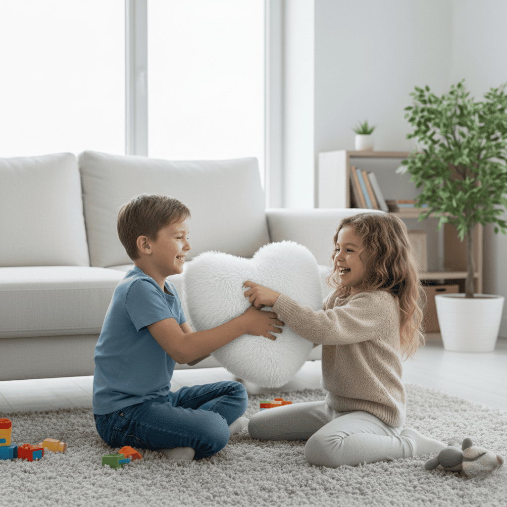 Junips | Heart-shaped faux fur pillow for warm & modern living spaces