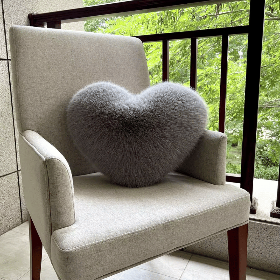 Junips | Heart-shaped faux fur pillow for warm & modern living spaces