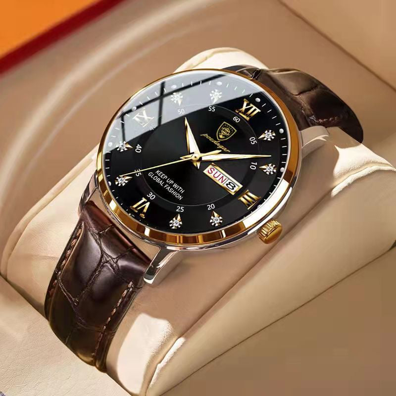 Junips | Men’s Waterproof Luminous Wrist Watch – Classic Stainless Steel Design with Glow-in-the-Dark Display