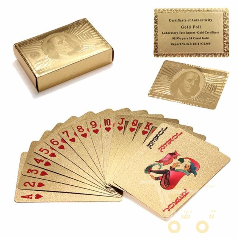 Junips | 24K Gold Plated Playing Card with Wood - Style Box