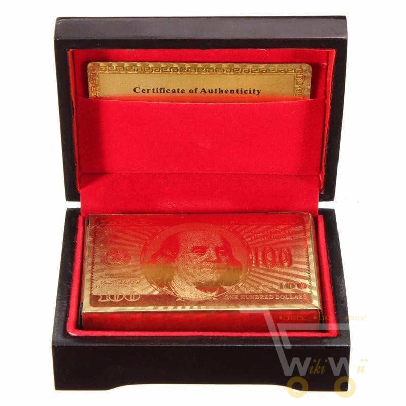 Junips | 24K Gold Plated Playing Card with Wood - Style Box