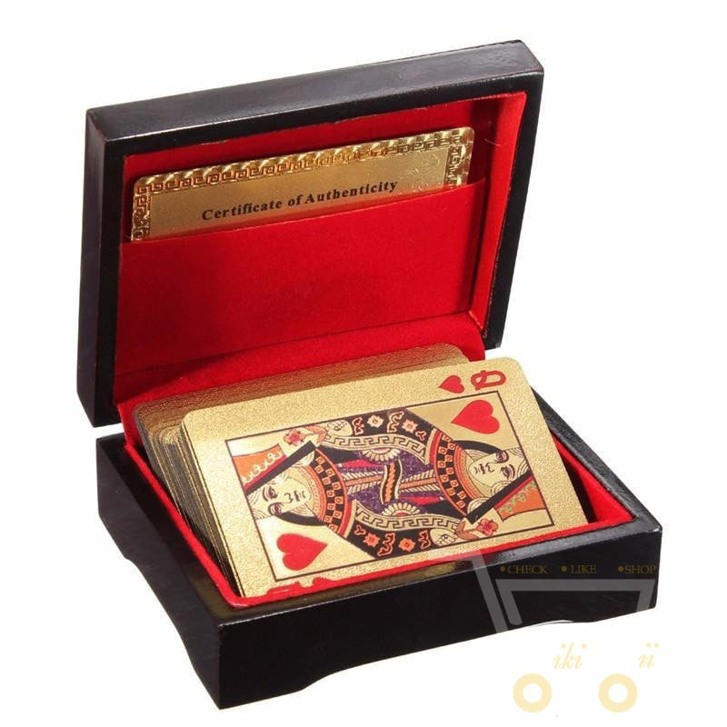 Junips | 24K Gold Plated Playing Card with Wood - Style Box